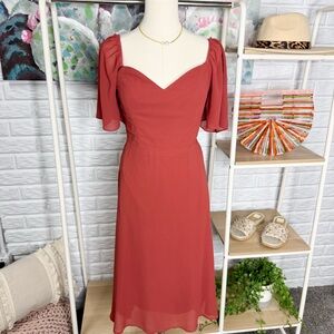 Baltic Born New Colette Sweetheart Midi Dress in Terracotta (Small)